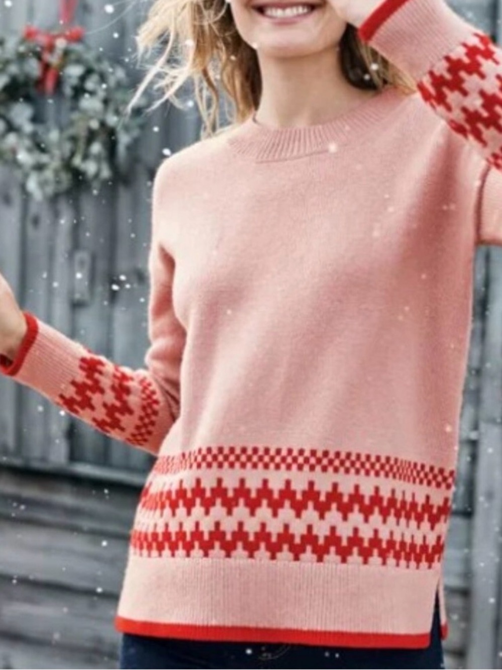 Boden Fair Isle Hem Sweater | XS | Wool‑Blend